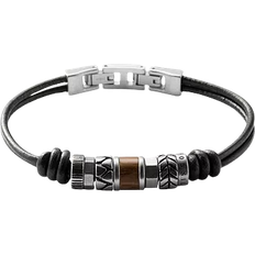 Leder Armbänder Fossil Rondell Bracelet - Black/Silver/Brown