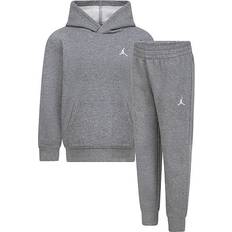 Nike Little Kid's Jordan MJ Brooklyn Fleece Pullover Hoodie Set 2-piece - Carbon Heather (85D326-GEH)