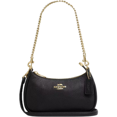 Credit Card Slots Handbags Coach Teri Mini Crossbody Bag - Pebbled Leather/Gold/Black