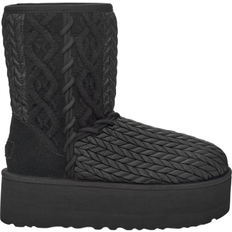 Knit Fabric Ankle Boots UGG Classic Short Villa Knit - Black