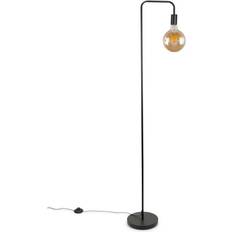 Floor lamps living room ValueLights Industrial Style Curved Stem Black Floor Lamp 150.5cm