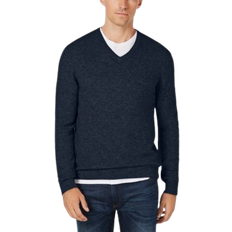 Cashmere - Men Clothing Club Room Men's V-Neck Cashmere Sweater - Navy Heather