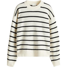 H&M Randiga Överdelar H&M Knitted Jumper - Cream/Striped