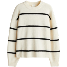 H&M Knitted Jumper - Cream/Black Striped