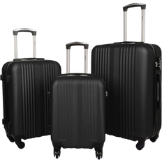 Groundlevel Stripe Luggage Set of 3 - Black