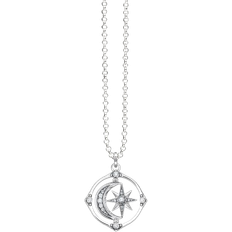 Thomas Sabo Star & Moon Necklace - Silver/Transparent