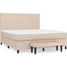 vidaXL Ramsäng Med Bäddmadrass 160x200 cm Konstläder Kontinentalsäng