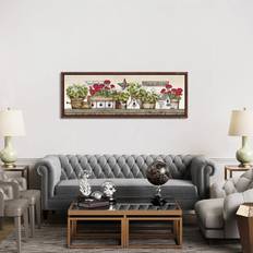 August Grove Geranium Shelf Gallery-Wrapped Canvas 50.8cm H x 152.4cm W x 3.81cm D Framed Art