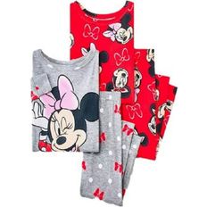 Best Nightwear Children's Clothing Minnie Mouse Girl's Snug Fit Minnie Mouse Cotton Pajama Set 4-pcs - Red/Grey