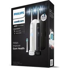 Philips Sonicare ProtectiveClean 4300 Rechargeable Toothbrush, Black/White (2 pk. Black/White