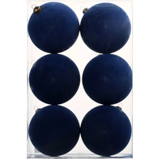 Iron Christmas Tree Ornaments Ashland Flocked Shatterproof Ball Dark Blue Christmas Tree Ornament 3.8" 6pcs