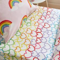 Polyester Sheets Kid's Room Catherine Lansfield Rainbow Hearts Fleece Fitted Sheet Pink