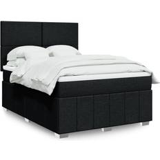 140 cm - Enkeltsenge Kontinentalsenge vidaXL Med Madras 140x190 cm Stof Sort Kontinentalseng