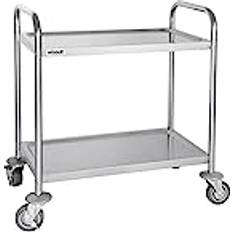 Silver Trolley Tables Vogue Stainless Steel 2 Tier Clearing Small Trolley Table