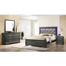 Bed Packages Ivy Bronx Simple Exquisite Design LED Bedroom Set 53.26 H x 62.75 W x 81.1 D