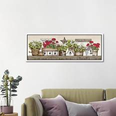 August Grove Geranium Shelf Gallery-Wrapped Canvas 40.64cm H x 121.92cm W x 3.81cm D Framed Art