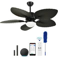 Dextrus 52 Inch Tropical Fan with LED Ceiling Flush Light