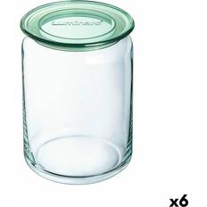 Luminarc Kitchen Containers Luminarc Pure Green Glass Jar Set of 6 Kitchen Container 1L