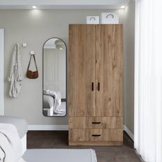Garderobeskabe på tilbud Yaman Garderobe 80 x 182 cm Brun Garderobeskab