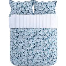 Cotton Blankets V&A Ornamental Bloom Kingsize Duvet Cover Set Indigo Blankets Blue