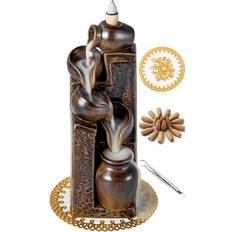 Alba Unique Cascading Basins Ceramic Waterfall Incense Holder Candlestick, Candle & Home Fragrance