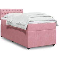 vidaXL Ramsäng Med Madrass Rosa 100x200 cm Sammet Kontinentalsäng
