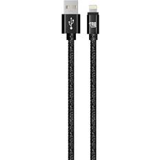 Lax Gadgets USB A to Lightning Cable Glitter Apple MFI Certified Lightning Cable for iPhone, iPad, iPod Durable Nylon Braided Fast Charging Cable High Data Sync 4 Feet Black