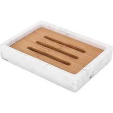 Bamboo Soap Dish Tray Gravel White