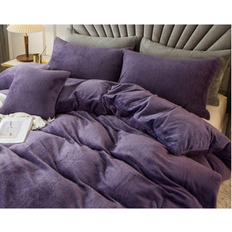 Alwyn Home Khaki Velvet Plush Set King Duvet Cover Purple