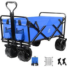 Napfox Collapsible Heavy Duty Beach Wagon Cart Outdoor Folding Utility Camping Garden Beach Cart with Universal Wheels Adjustable Handle Shopping