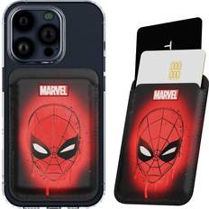 Mobile Phone Accessories iJoy Marvel Spider-Man Magnetic Card Holder Wallet Magnetic Phone Wallet for iPhone 15/14/13/12 and Compatible with Magsafe Cases Spider-Man Stuff and Spider-Man Gifts for All Fans. (Spidey Face)