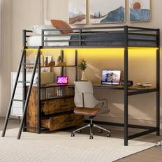 Kid's Room Bellemave Metal Twin Size Loft Bed with Desk