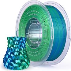 3D Printing Elegoo Silk PLA Filament 1.75mm Dual Color Blue Green 1KG, Shiny 3D Printer Filament Dimensional Accuracy 0.05mm, 1kg Spool(2.2lbs) Fits for Most FDM 3D Printers