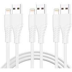 Durcord iPhone Charger, [Apple MFi Certified] 3Pack 6FT USB A Charger Cable to iPhone Fast Charger, Apple iPhone Charging Cable Cord Compatible iPhone 13/12/11 Pro Max Xs X XR 8 7 iPad iPod More(White)