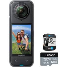 Camcorders Insta360 CINSABMA X4 360 Camera 284752: Tiny 2.7K Action Camera, Hands-Free POV, Waterproof Bundle with 2 YR CPS Enhanced Protection Pack and Lexar Professional 128GB 1066x MicroSDXC Memory Card