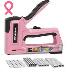 Staple Guns WORKPRO Pink 6-in-1 4000-Pieces Staple Gun