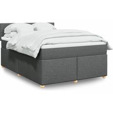 vidaXL Ramsäng Med Madrass Mörkgrå 160x200 cm Kontinentalsäng