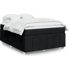 140 cm - Enkeltsenge Kontinentalsenge vidaXL Med Madras 140x190 cm Stof Sort Kontinentalseng