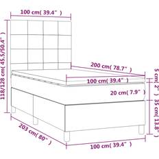 100 cm Senge vidaXL Med Madras 100x200 cm Fløjl Mørkeblå Kontinentalseng