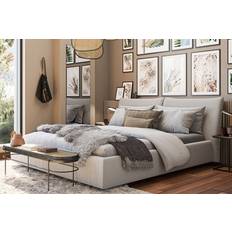 Double Beds Frame Beds KAWOLA Bett Henry Polsterbett Stoff Grau Frame Bed