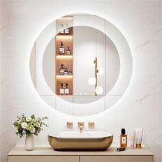 Bathroom Furniture Perspections Round LED Bathroom Mirror Silver