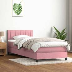 Roze Bedden vidaXL Boxspring Met Matras Fluweel Roze 100x210 cm