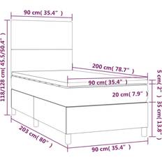 90cm - Gröna Kontinentalsängar vidaXL Ramsäng Med Madrass 90x200 cm Mörkgrön Kontinentalsäng