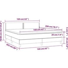 160cm - Beige Continentaal Bedden vidaXL mit Matratze 160x200 cm Creme Boxspringbett