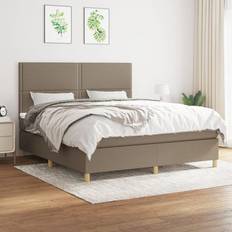 vidaXL Ramsäng Med Madrass 180x200 cm Taupe Kontinentalsäng