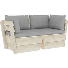 Holz Sofas vidaXL Garten-Palettensofa 2-Sitzer mit Kissen Fichtenholz Sofa