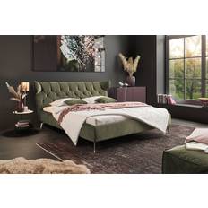 Double Beds Frame Beds KAWOLA Bett Charme Polsterbett Velvet Olivgrün Frame Bed