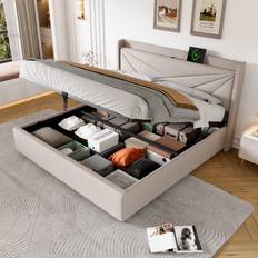 Polsterbett 160 x 200 cm Beige