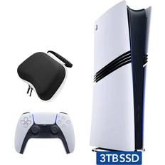 Sony PlayStation 5 Pro Upgraded 3TB Digital Edition Console, Controller and Controller Case White, Flagship Pro PS5 3TB PCIe SSD Gaming Console [video game] [video game]