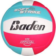 Volleyball Baden Soft Strike Cushioned Synthetic Leather Recreational Volleyball Indoor/Outdoor for Beginners & Youth Official Size Blue/Pink/White